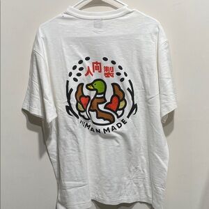 Human Made White Tee with Multicolor Duck Emblem